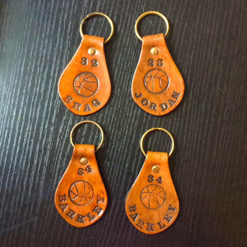 Stamped leather keychains